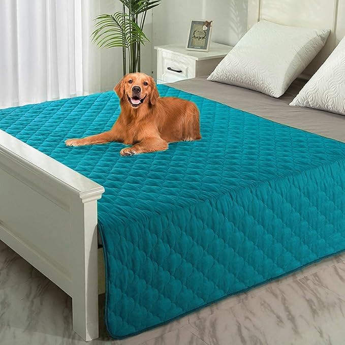 SPXTEX Dog Bed Cover Washable Pee Pads Dog Blankets for Puppy Large Dog Cat,Sofa Reversible Changing Pad Reusable 1 Piece（82"x102",Aqua）