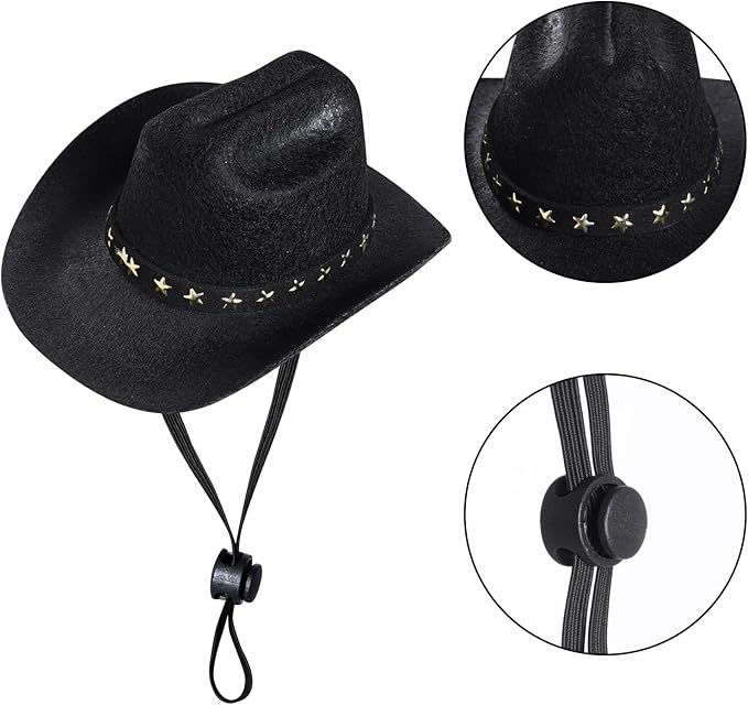 choyaxo Pet Cowboy Costume Cosplay Cap Halloween Costumes for Dogs Cat Pet Party Decoration Mini Cowboy Hat (Black