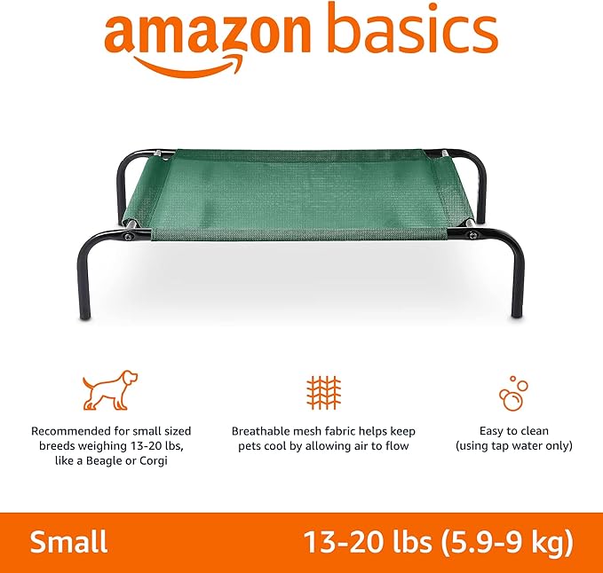 Amazon Basics Cooling Elevated Dog Bed with Metal Frame 36 x 22 x 7.5 Inch,