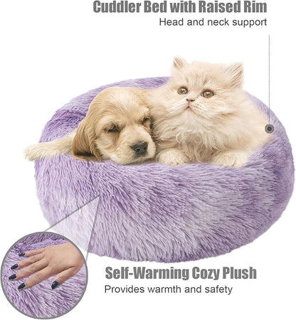 Aurako Cat Bed Dog Bed Round Cushion Pet 20" Purple