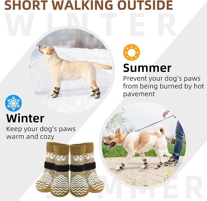 PUPTECK Anti Slip Dog Socks 2 Pairs with Double Grippers for Hardwood Floors