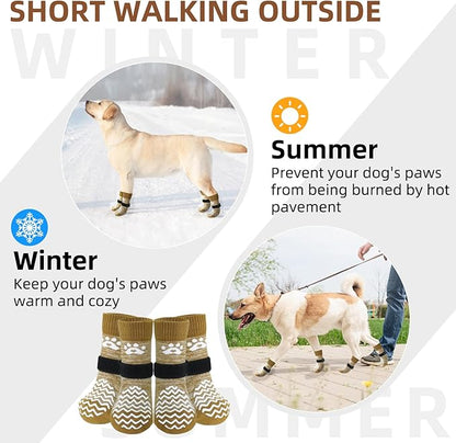 PUPTECK Anti Slip Dog Socks 2 Pairs with Double Grippers for Hardwood Floors