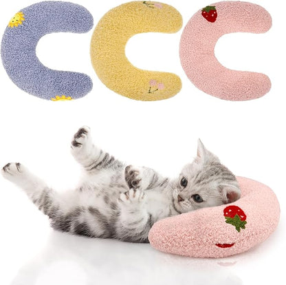 3 Pcs Calming Pillow for Small Dogs & Cats, Fluffy Soft Dog Bed Pillows, U Shaped Anxiety Relief Dog Neck Pillow, Pet Calming Toy for Joint Relief Sleeping Improve