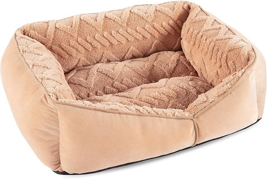 GASUR Rectangle Dog Bed for Medium Small Dogs Machine Washable Sleeping Sofa Non-Slip Bottom Cat Beds for Indoor Cats Warming Soft Calming Sleeping Puppy Bed(S Plus (25"x 21"x 8")
