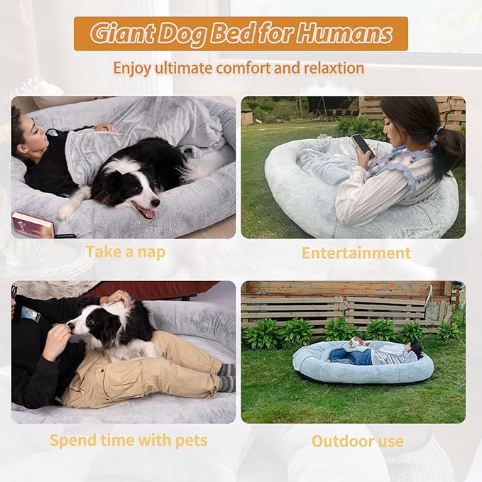 NESTROAD Human Dog Bed for People and Pets 71"x45"x14" Human