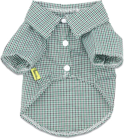 DroolingDog 3 Pack Plaid Dog Shirts Small Dog T Shirt Checked Pattern Tshirt Puppy Button Up Tee Black White Rose Blue Pet Clothes