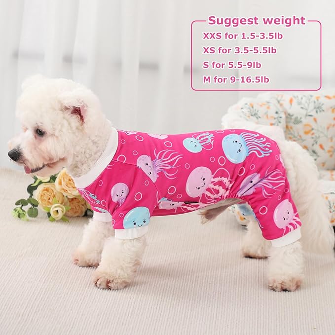 Dog Pajamas Cute Duck Soft Fleece Stretchy Dog Onesie Pet Pjs Fall Dog Clothes for Small Dogs Girl Boy (Medium, Rose)