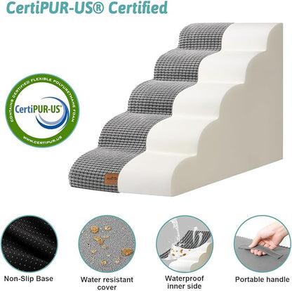 Dog Stairs for High Bed 23" H 15.7x33x22.6in, Light 5 Tiers