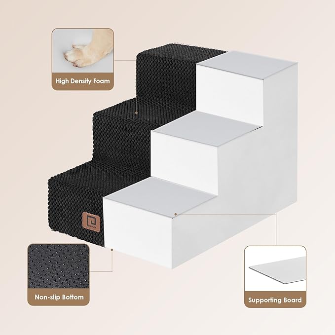 EHEYCIGA Dog Stairs for Small Dogs 13.5" H 3-Step Dog