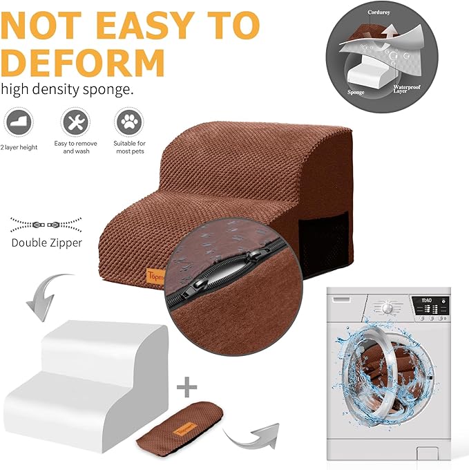 Topmart High Density Foam Pet Steps 2 Tiers 11.8" High,Non-Slip