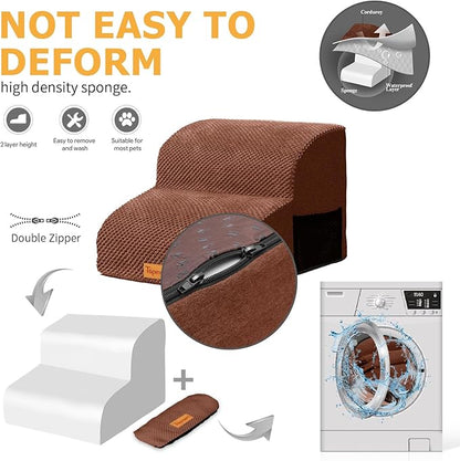 Topmart High Density Foam Pet Steps 2 Tiers 11.8" High,Non-Slip