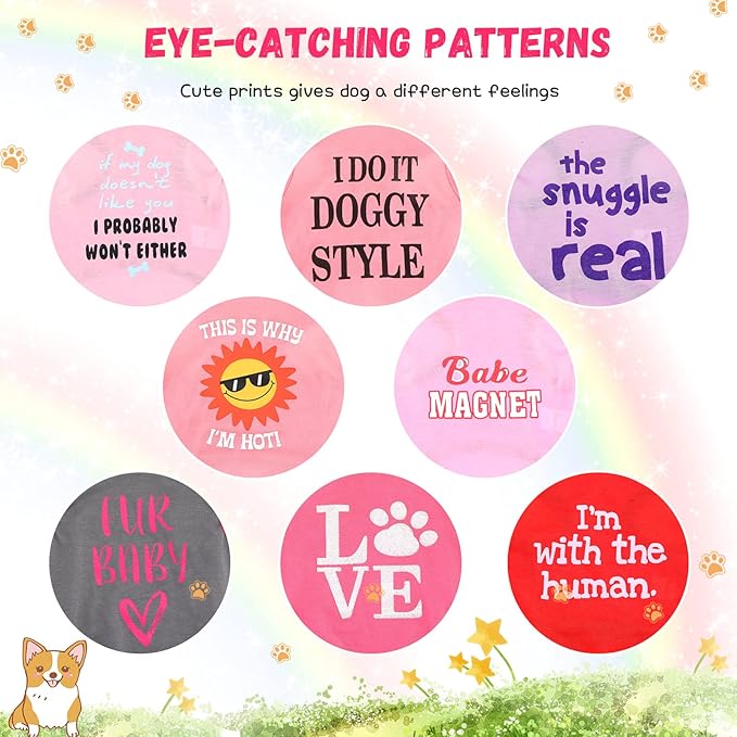 8 Pieces Pet Shirts Printed Puppy Shirts Soft