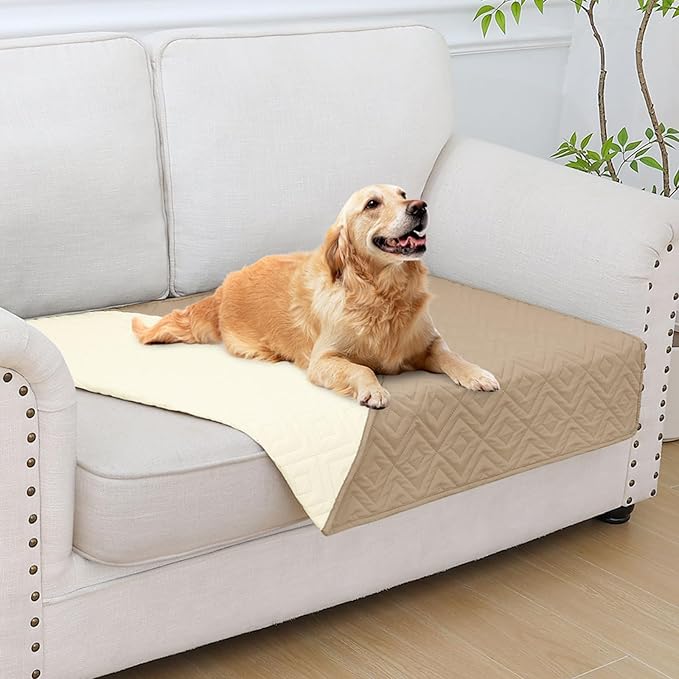 hyha Waterproof Dog Blanket, Soft Dog Bed Cover Pet Blankets, Waterproof Sofa Couch Cover for Dogs Washable, Reversible Pet Couch Covers for Sofa Furniture (30x53 Inch, Camel/Beige)