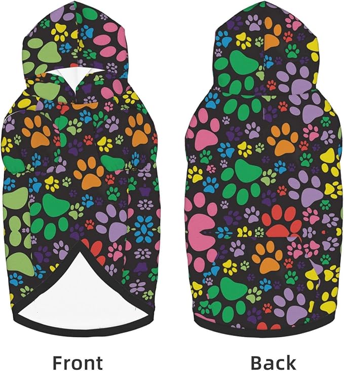 Colorful Dogprint Dog Hoodies，Dog Clothes with Pocket and