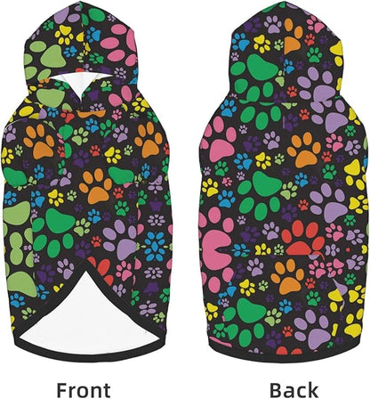 Colorful Dogprint Dog Hoodies，Dog Clothes with Pocket and