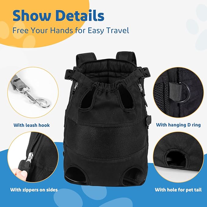 Dog Carrier Backpack - Legs Out Front - Facing Pet Carrier Backpack for Small Medium Large Dogs, Airline Approved Handsa - Canvas Mesh Free Cat Travel Bag (Small)