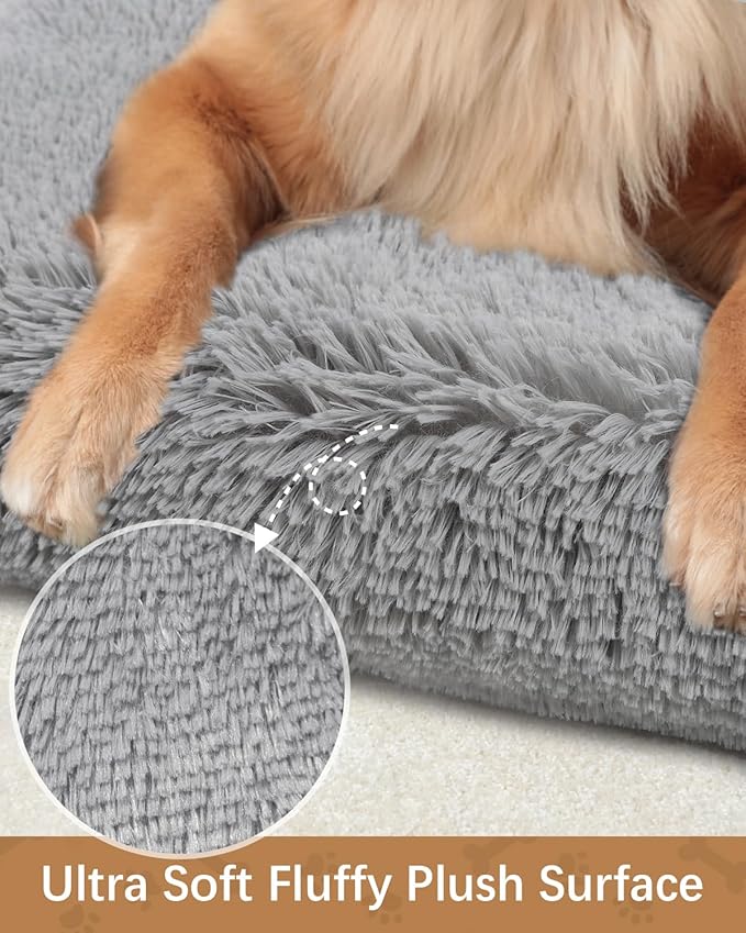 Dog Crate Pad Ultra Soft Dog Bed Mat Washable Pet Kennel Bed with Non-Slip Bottom Fluffy Plush Sleeping Mat for Large Medium Small Dogs 41 x 27 Inch,