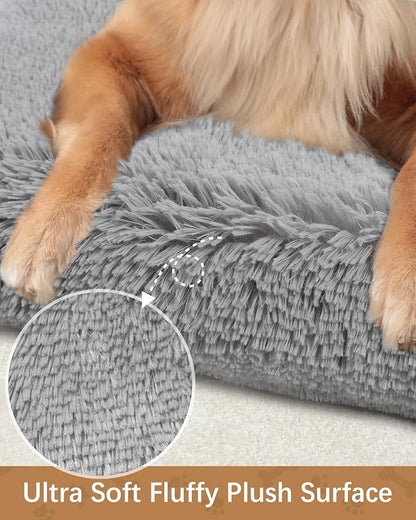Dog Crate Pad Ultra Soft Dog Bed Mat Washable Pet Kennel Bed with Non-Slip Bottom Fluffy Plush Sleeping Mat for Large Medium Small Dogs 41 x 27 Inch,
