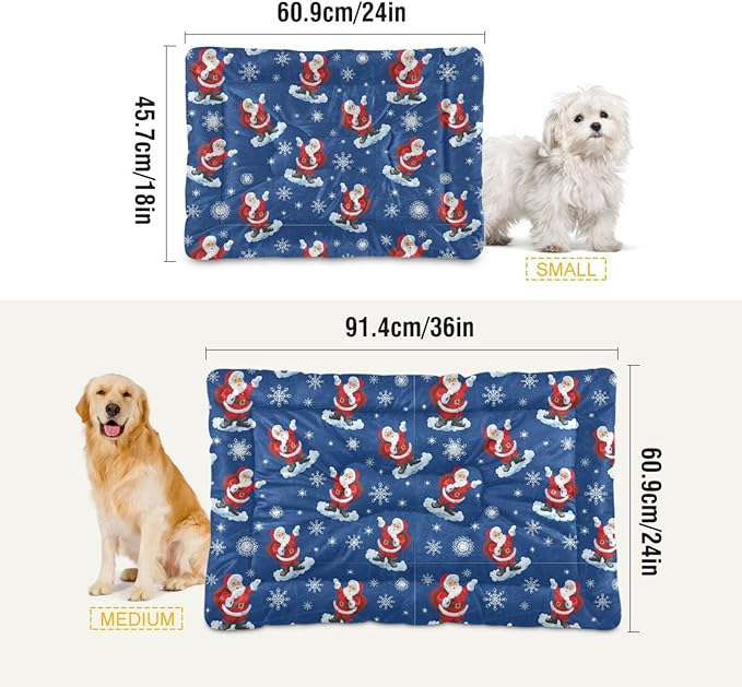 Christmas Cute Santa Claus Pet Bed Pad Soft Dog Bed Mat with Anti-Slip Bottom 36 * 24inches