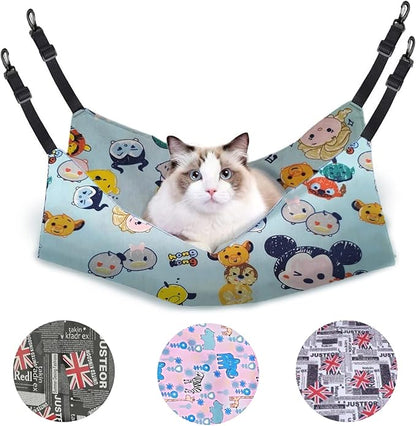 Eilin Cat Hammock Bed Pet Cage Hammock Window Hanging Swing Cool Summer Adjustable Straps Waterproof Breathable Double-Sided Hanging Bed Kitten Ferret Puppy（Random Style）