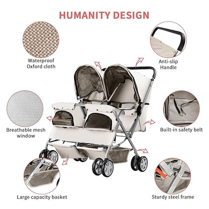 Double Pet Stroller 2 Dogs