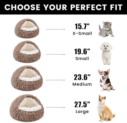 NOYAL Dog Bed Round Hooded Plush Cat Cave