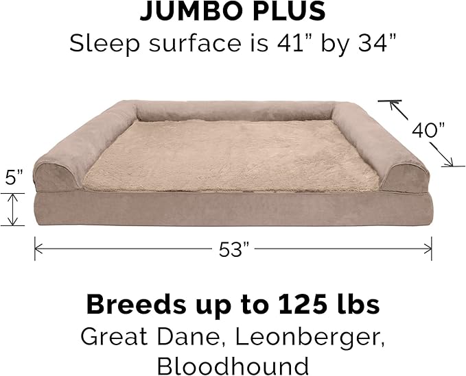 Furhaven Orthopedic Dog Bed for Large Dogs w/ Removable Bolsters & Washable Cover 125 lbs