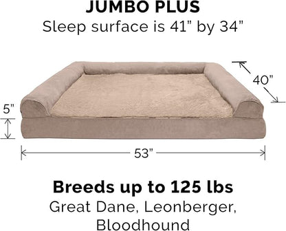 Furhaven Orthopedic Dog Bed for Large Dogs w/ Removable Bolsters & Washable Cover 125 lbs