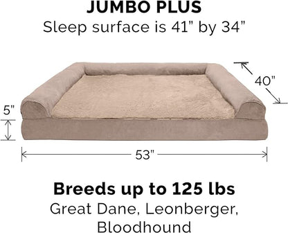Furhaven Memory Foam Dog Bed for Large Dogs w/ Removable Bolsters & Washable Cover 125 lbs
