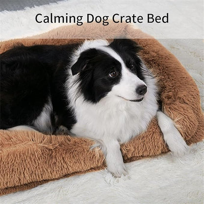 Dog Beds for Large Dogs Large Fluffy Plush Dog Bed Cat Bed Dog Crate Pad Washable Dog Crate Bed Pet Bed Sleeping Mat (Large