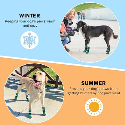 SCENEREAL Dog Socks to Prevent Licking Paws for Hot Pavement, Anti Slip Long Dog Grip Socks for Hardwood Floors, Dog Shoes Booties&Paw Protector for Small Medium Large Senior Dog, Pet Socks for Wounds