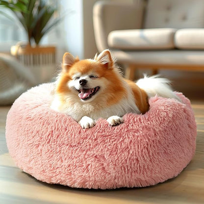 Veehoo Calming Dog Bed for Medium Small Dog 25 lbs 23", Pink