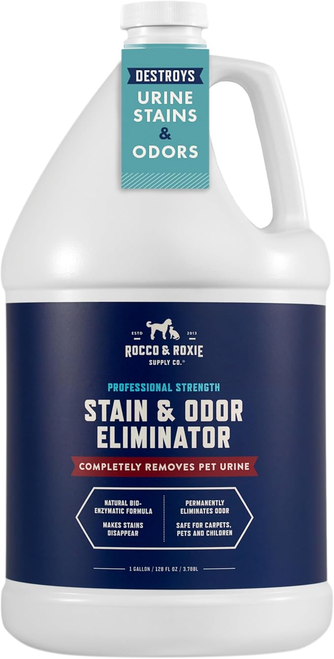 Rocco & Roxie Supply Co. Stain & Odor Eliminator for Strong Odor - Enzyme Pet Odor Eliminator for Home - Carpet Stain Remover for Cats & Dog Pee - Enzymatic Cat Urine Destroyer - Carpet Cleaner Spray