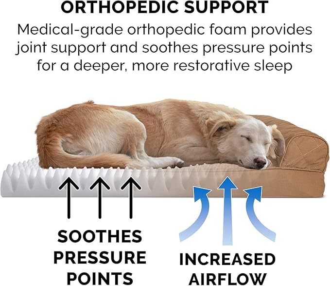 Furhaven Orthopedic Dog Bed for Large Dogs w/ Removable Bolsters & Washable Cover 95 lbs