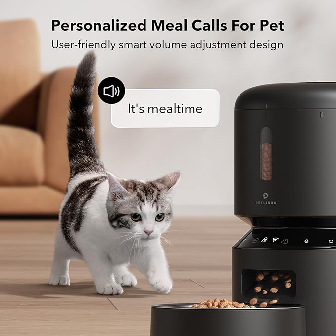 PETLIBRO Automatic Cat Feeder, 5G WiFi Automatic Pet Feeder with Freshness Preservation, 3L Timed Cat Feeders for Dry Food, Up to 48 Portions 10 Meals Per Day, Granary Pet Feeder for Cat/Dog, Black