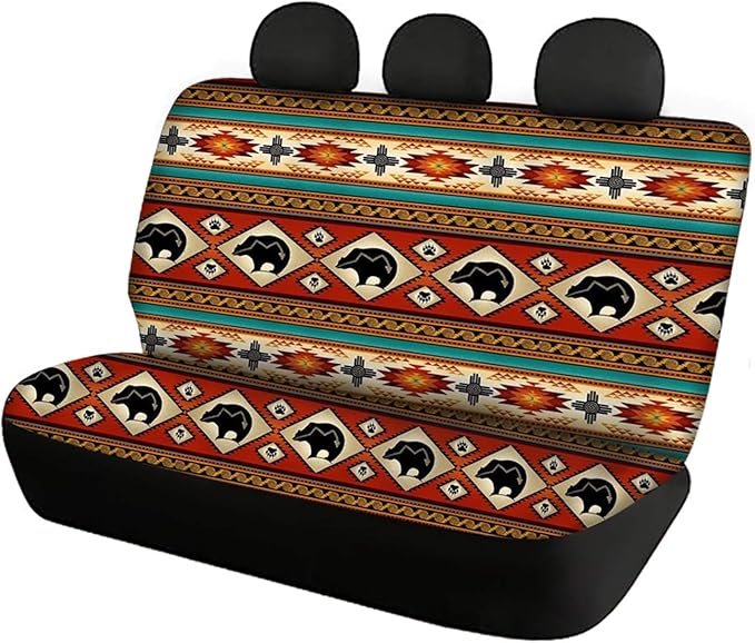 CLOHOMIN Native American Bear Bench Car Seat Cover for Cars