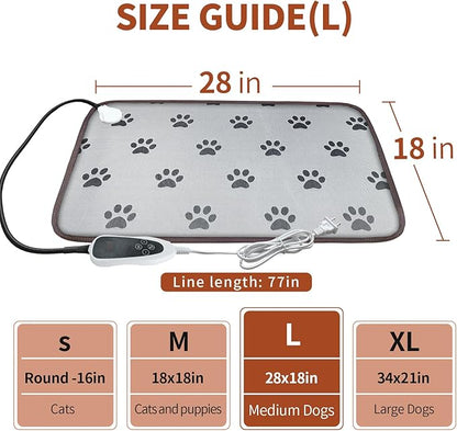 Dog Heating Pad for Dogs 28x18in Waterproof Pet Heating Pad Smart Thermostat Switch