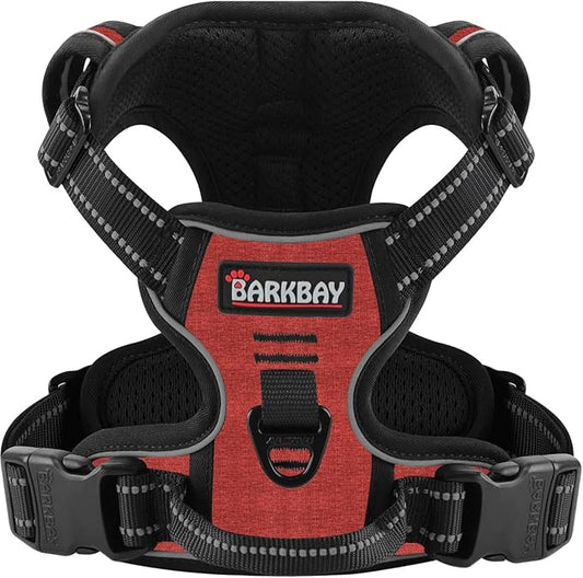 BARKBAY Dog Harness No Pull for Small Dogs - Adjustable, Reflective, Comfortable, No Choke, Heavy-Duty - Perfect for Outdoor Training, Walking, and Hiking - Strong & Durable - S & Roi Red