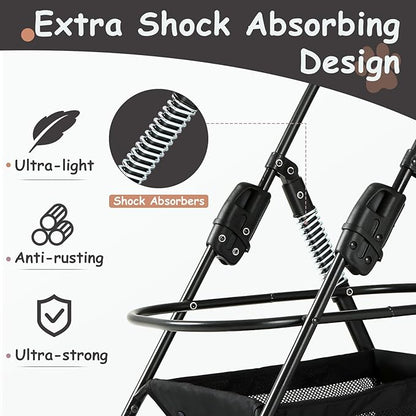 SWITTE Dog Stroller 3 in 1 Folding Pet Stroller 4 Wheels