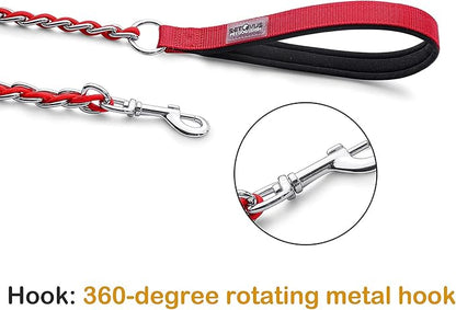 Chew Proof Metal Leash Chain Dog Leash for Medium Large Dogs 4FT Strong