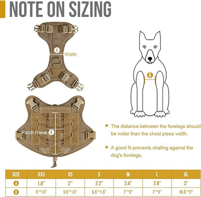 OneTigris Tactical Dog Harness Vest,No-Pull Service Dog Vest with Hook & Loop Panels,Adjustable Dog Vest Harness for Walking Hiking Training(Coyote Brown,XS)