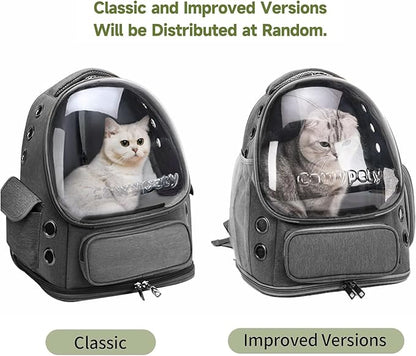 Cat Backpack Carrier, Breathable Cat Carrier Large Space Bubble Pet Backpack for Kitty Small Dog up to 12lbs, Transparent & Foldable Pet Carrier for Travel Hiking