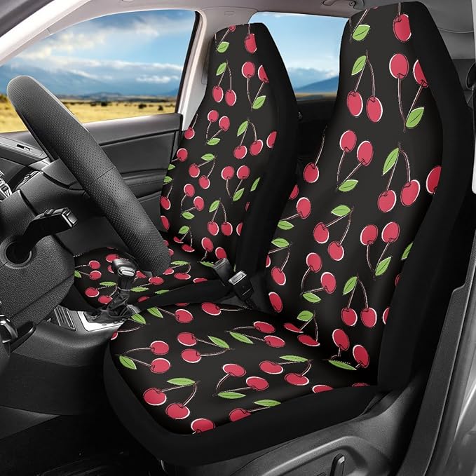 Red Cherry Print Car Seat Covers Full Set of 2