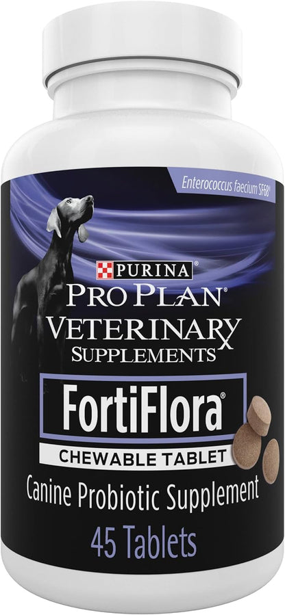 Purina Pro Plan Veterinary Supplements FortiFlora Chewable Dog Probiotic Supplement Tablets - 45 ct. Canister