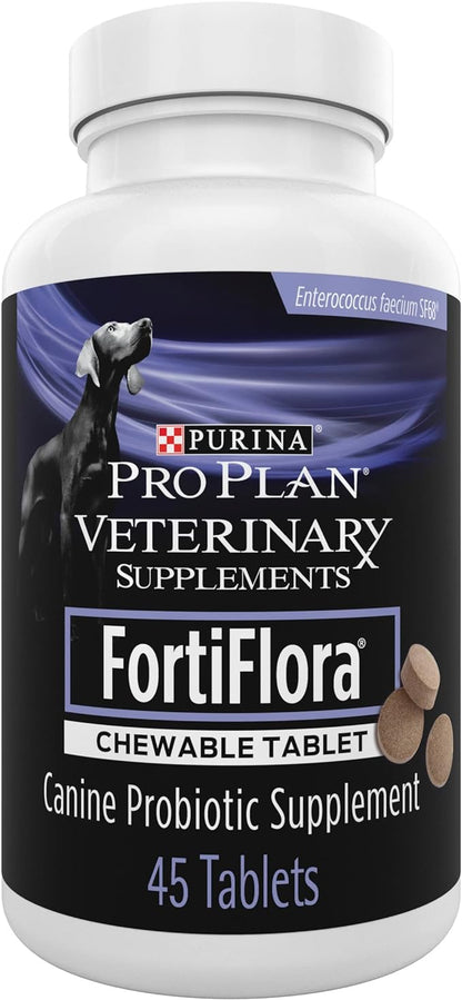 Purina Pro Plan Veterinary Supplements FortiFlora Chewable Dog Probiotic Supplement Tablets 45 ct.