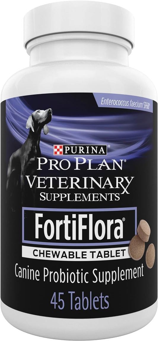 Purina Pro Plan Veterinary Supplements FortiFlora Chewable Dog Probiotic Supplement Tablets - 45 ct. Canister