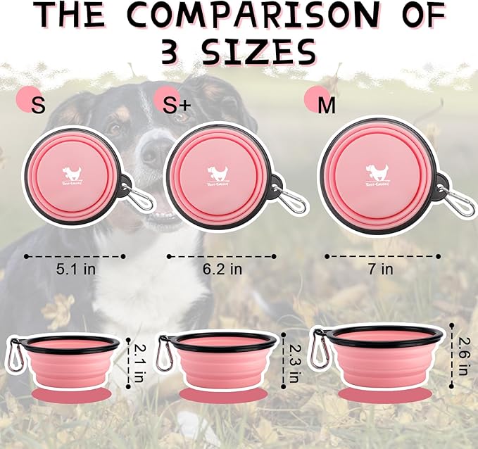 Collapsible Dog Bowls for Travel 2-Pack Dog 2 Carabiners,