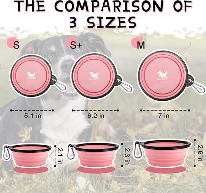 Collapsible Dog Bowls for Travel 2-Pack Dog 2 Carabiners,