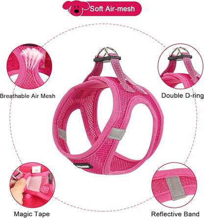 YIMEIS Dog Harness and Leash Set, No Pull Soft Mesh Pet Harness, Reflective Adjustable Puppy Vest for Small Medium Large Dogs, Cats (Rose Red, X-Small (Pack of 1)