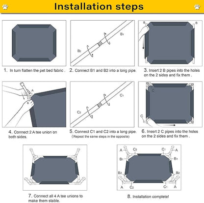 Elevated Dog Bed Raised Dog Bed Cot Bed Small Medium Large Dogs Outdoor Cooling Dog Bed Pet Cat Bed Breathable Mesh Washable (Medium 32''L x 25''W)